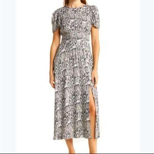 AFRM Jamie Print Open Back Short Sleeve Dress SNAKE print Size S